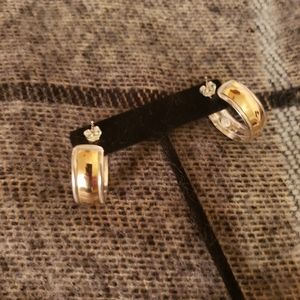 Ross Simons Sterling in 18K shiny hoop post earrin
